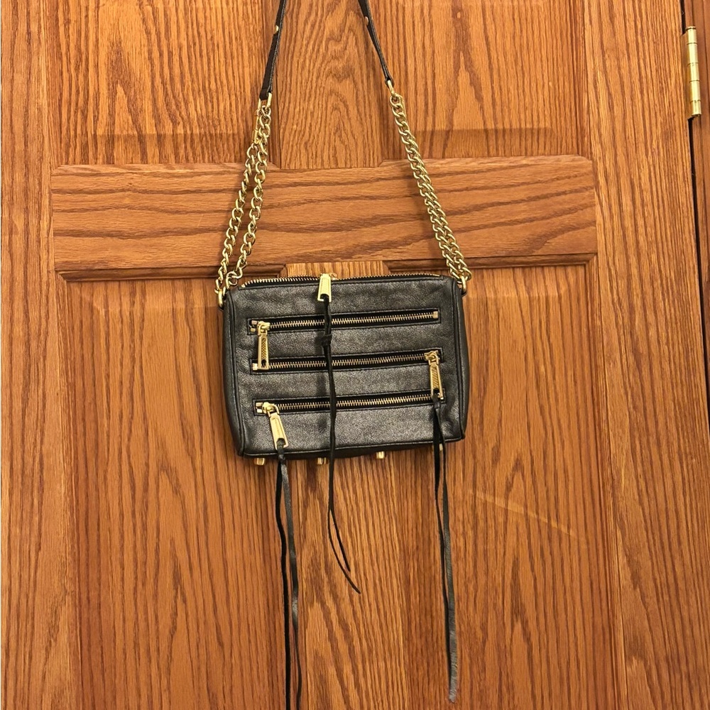 Rebecca Minkoff Metallic Leather Crossbody Bag w/ Gold Accents